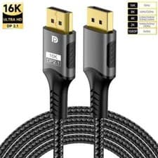 Image of 16K DisplayPort 2.1 Cable - 8K@120Hz, 4K@240Hz, 80Gbps for Gaming & TV UK
