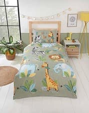 Image of Rumble in The Jungle Reversible Duvet Quilt Cover Bedding Set Toddler Single