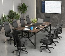 Image of Office Table 180cm Rectangular Large Computer Desk Cable Grommet Storage Rustic