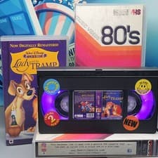 Image of Lady and the Tramp, Classic Retro VHS Tape Night Light, table lamp stunning L@@K
