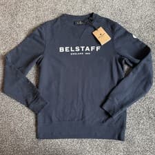 Image of Belstaff 1924 Crew Neck Logo Dark Ink Sweatshirt Size Mens Small