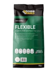 Image of 5 x Everbuild 730 Uniflex Flexible Hygienic Wall and Floor Tile Grout IVORY 5KG