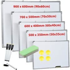 Image of MAGNETIC WHITEBOARD SMALL LARGE WHITE BOARD DRY WIPE NOTICE OFFICE SCHOOL HOME