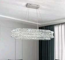 Image of Crystal Chandelier, Modern LED Chrome Pendant Lights, Oval 86x37x22cm AOOCHOK