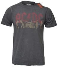 Image of Official AC DC T Shirt Red Logo Silhouettes About To Rock Snow Wash New S To 2XL