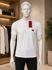 Image of HUGO Men’s White Dereso Polo Shirt Cotton - Slim Fit - XL