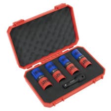 Image of Sealey SX1820S Double Ended Impact Alloy Wheel Socket Set 1/2"Sq Drive 5 Piece