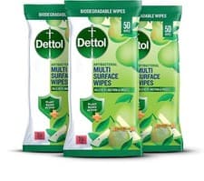 Image of Dettol Tru Clean Antibacterial Multi Surface Wipes - Crisp Pear - 3 Packs of 50