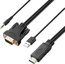 Image of VGA INPUT to HDMI OUTPUT Video Audio Converter Cable Adapter 1080 For TV PC DVD