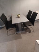 Image of Concrete Grey Dining Table with 4 Chairs