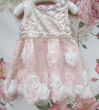 Image of BNWOT MONSOON Pink Ivory Rose Christening Party Occasion Dress 6-9-12 Months £50