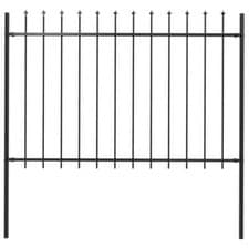 Image of Garden Fence with Spear Top Steel 1.7x1.2 m Black vidaXL