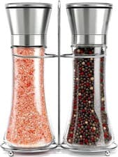 Image of Salt and Pepper Grinders - Set of 2 S. Steel Mills w/Stand Adjustable Coarseness