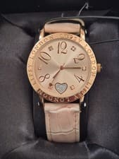 Image of Lipsy of London Ladies Gold Tone watch, Gold Dial Leather Strap New Battery VGC