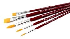 Image of Major Brushes Red Synthetic Sable Mixed Round & Flat Art Brushes - Set of 5