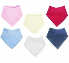 Image of Baby Boys Girls 100% Cotton Plain Bandana Bibs 1 or 3 Pack Bundle - Soft Touch