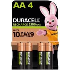 Image of Duracell AA Rechargeable Batteries 2500mAh - 4 Pack *LASTS 10 YEARS IN STORAGE*