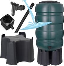 Image of Garden Water Butt Set Including Tap With Stand (95x59x59cm) Collection Only