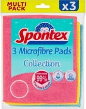 Image of 3 x Spontex Microfibre Pads – Super Absorbent Sponge-Centered For All Surfaces