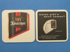 Image of 2 BEER COASTERS: KOSTRITZER = Köstritzer Black Ale ~ GERMANY; Playing Cards Game