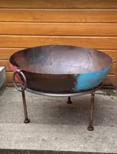 Image of Large Fire Pit Outdoor Garden Patio Round Firepit Bowl Iron Log Burner Heater
