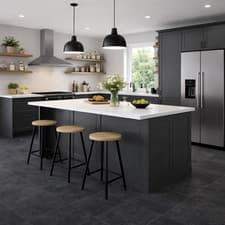 Image of 2mm Self Adhesive Vinyl Floor Tiles Tile Design ECO Black Stone Peel & Stick 5m²