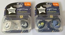 Image of Tommee Tippee Night Time x 4  Of SoothersDummies 6 - 18 Months New