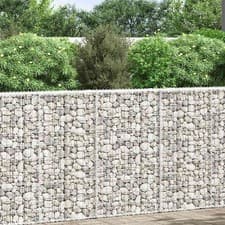 Image of Trapezium Gabion Raised Bed Galvanised Steel Gabion Basket Multi Sizes vidaXL