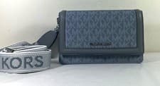 Image of Michael Kors Jet Set Small Black Grey Green Nylon SmartPhone Crossbody Bag