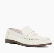 Image of New Women’s DUNE Ecru White GRISELL Leather Ruched Toe Loafers UK 6 39 RRP £89