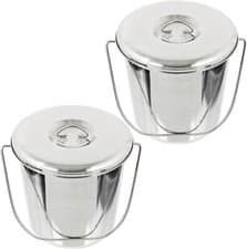 Image of 12 Litre Bucket Large Heavy Duty Stainless Steel Pail Double Welded 12L + Handle