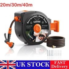Image of 20/30/40m Garden Hose Reel Wall Mounted Retractable Auto Rewind Pipe 180° Swivel