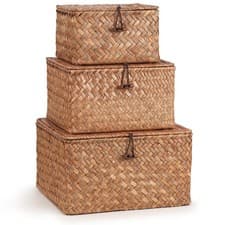 Image of Seagrass Storage Basket for Shelves, Hand-Woven Storage Basket