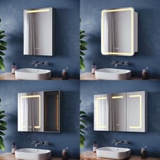 Image of Bathroom Mirror Cabinet Cupboard With Shaver Socket Storage Demister 3 LED Light