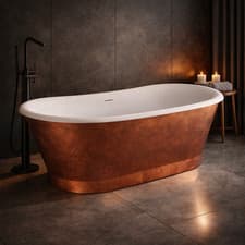 Image of Ezra Copper Freestanding Bath 1690mm Double Ended With White Waste