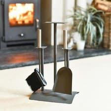 Image of Contemporary Grey Two Piece Fireside Companion Set - 42 cm