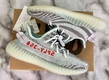 Image of Adidas Yeezy Boost 350 V2 Blue Tint B37571 Size UK 3.5 Juniors Brand New + Tags