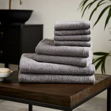 Image of Catherine Lansfield Quick Dry 8 Piece Towel Bale Set Grey Face Cloth Bath Sheet
