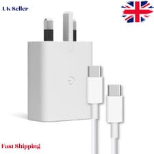 Image of Original Google Pixel 30W Fast Charger – UK Plug with USB-C Cable (Pixel 6–9)