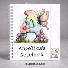 Image of Personalised Butterfly Initial Notebook Custom Name A5 Hardback Journal Gift