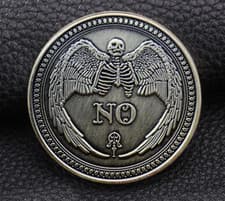 Image of Decision Coin Yes No Ouija Gothic All Seeing Eye Occult Death Angel + Gift Bag