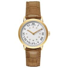 Image of 88 RUE DU RHONE WHITE DIAL 12 DIAMONDS BROWN STRAP WOMEN'S WATCH 87WA120011 NEW