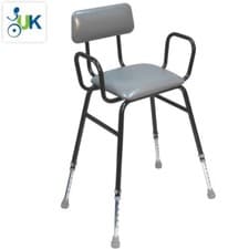 Image of Aidapt Malling Perching Stool With Arms & Padded Backrest & Seat - Black/Grey