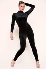 Image of High Neck Fitted Jumpsuit Long Sleeve