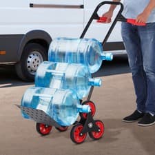 Image of Folding Trolley Hand Trucks 6-Wheels Foldable Load Cart Steel 120kg, Red