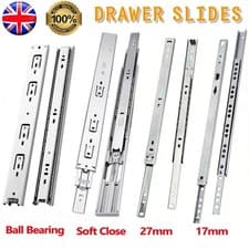 Image of 17mm 27mm 45mm Wide Ball Bearing Drawer Runner Draw Slide Kitchen Replacement UK