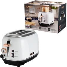 Image of Genuine Tower T20016W Bottega S/Steel 2 Slice Toaster White & Rose Gold 810W 