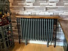 Image of Rustic Radiator Cover Urban Reclamation Handmade Solid Wood Hairpin Legs