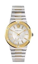 Image of Versace VEVI00320 Greca Logo gold silver Stainless Steel Men's Watch NEW