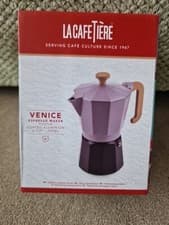 Image of La Cafetiere Venice Espresso Maker 6-Cup with Wood Handle Purple
